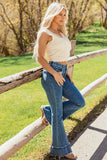 Special A Tummy Control Ruffle Flare Stretchy Jeans